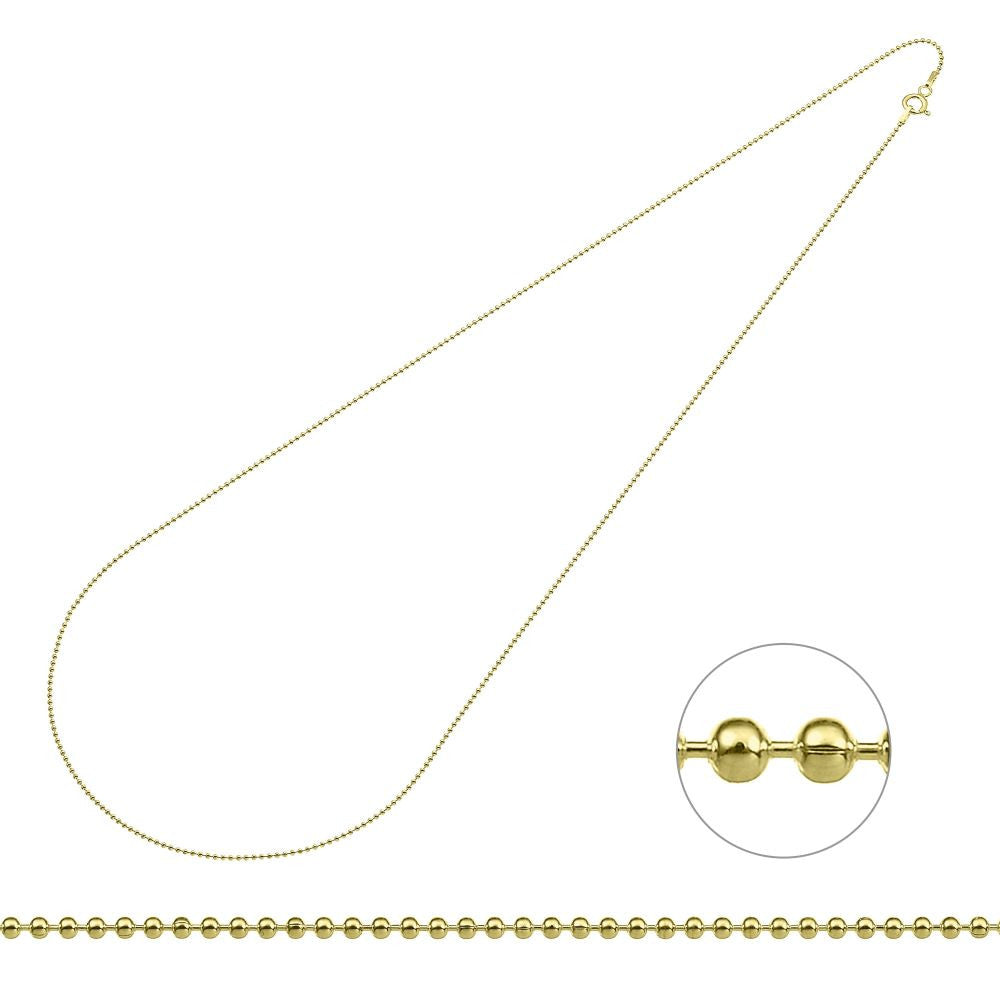 Collier Boule 1mm 58cm — Doré Or Jaune